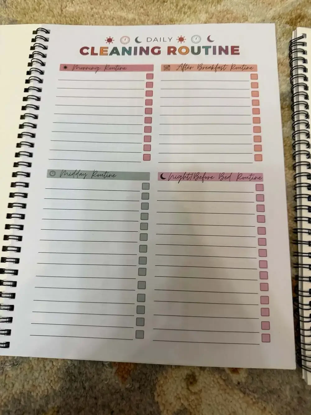 ADHD Cleaning Planner Spiral-Bound Household Schedule and Checklist Notebook